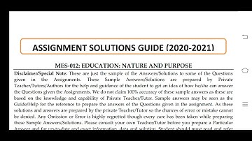 MES 012 Ignou Solved Assignment