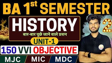 BA 1st Semester History Important Objective | BA Semester 1 Objective Question 2025 | BA History MCQ