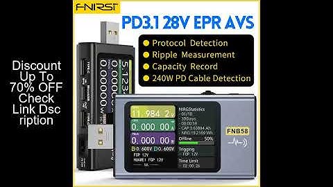 FNB58 USB Tester Voltmeter Ammeter TYPE-C Fast Charge Detection Trigger Capacity Measurement Ripple