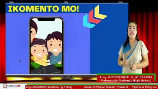 GRADE 12: FILIPINO SA PILING LARANG - AKADEMIK Q1W8 - KATITIKAN NG PULONG