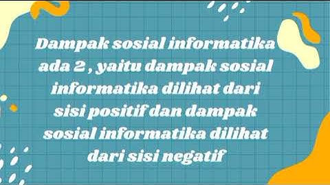DAMPAK SOSIAL INFORMATIKA