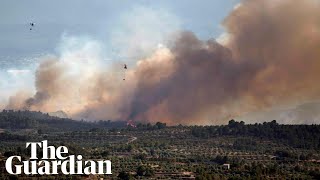 Aerial footage shows aftermath of wildfires in Spain