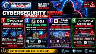 Cybersecurity News Today 2026 09 15 | AI Hacks 395 Organizations in 26 Seconds + DOJ Seizes $52M