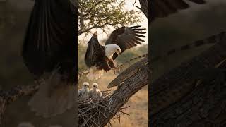 Eagle defending nest from lizard 2