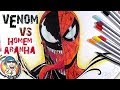 COMO DESENHAR VENOM vs HOMEM ARANHA (Marvel Comics) - passo a passo