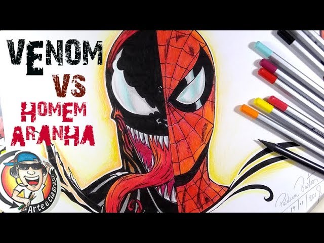 COMO DESENHAR VENOM VS HOMEM ARANHA (MARVEL COMICS) PASSO A PASSO