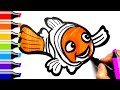 How to draw Nemo from &quot;Finding Nemo&quot; for kids?｜Teach kids to draw  and color ｜Kids drawing