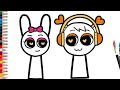 How to draw a Cute Pinky and Oren From Sprunki | Easy tutorial