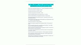 NJ DMV PERMIT TEST QUESTIONS AND ANSWERS SOLUTION GUIDE 20237
