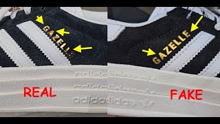 Real vs fake Adidas Gazelle bold shoes. How to spot fake Adidas Gazelle sneakers