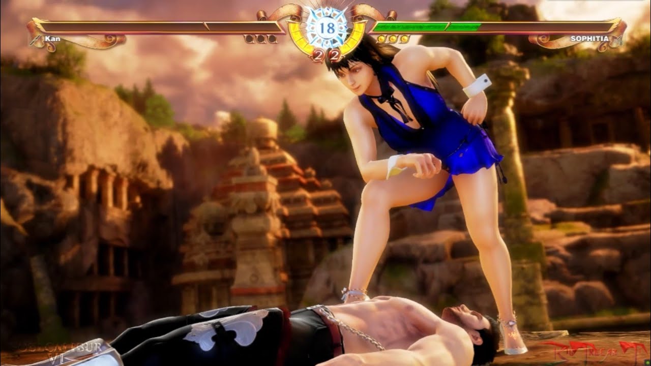 [Reverse Ryona]Lying down between the feet of Sophitia in Tifa costume