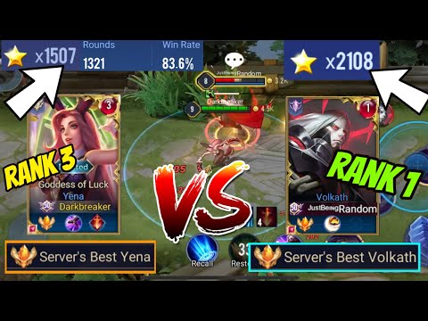 TOP 1 YENA VS TOP 1 VOLKATH (2100 STARS RANK 1) | AoV | 傳說對決 | RoV | Liên Quân Mobile