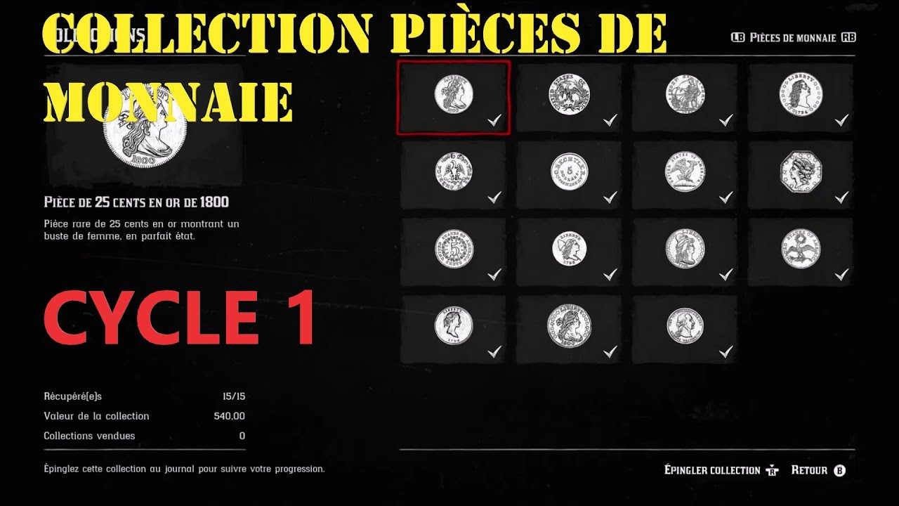 Red Dead Online - Pièces de monnaie - Emplacements cycle 1 de la collection  complète - 
