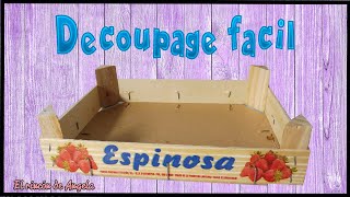 Caja de fresas reciclada con DECOUPAGE muy facil ♻️🌺DIY MANUALIDADES FACILES