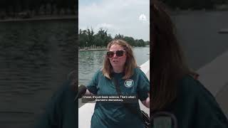 Visitors react to algae and peeling paint at Reflecting Pool