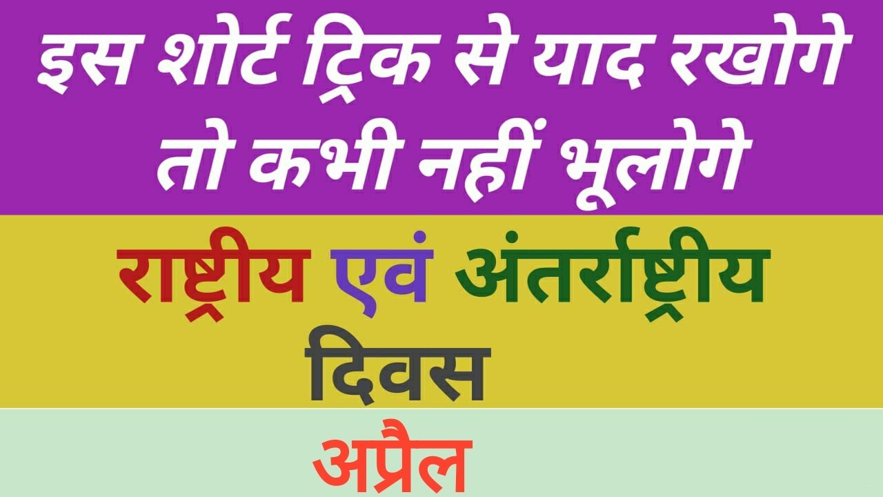 April important international and National Dates and Days( Shortcut ...