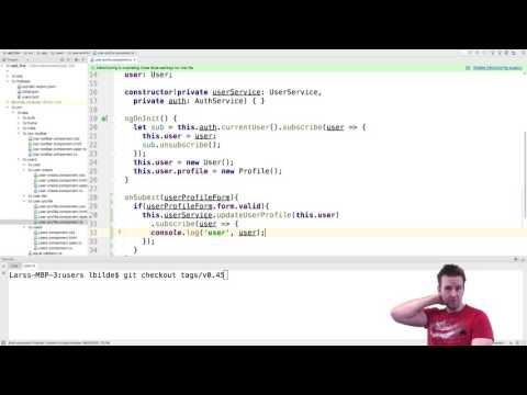 Angular with Firebase part 53 of 70 - Add update profile code to the typescript code