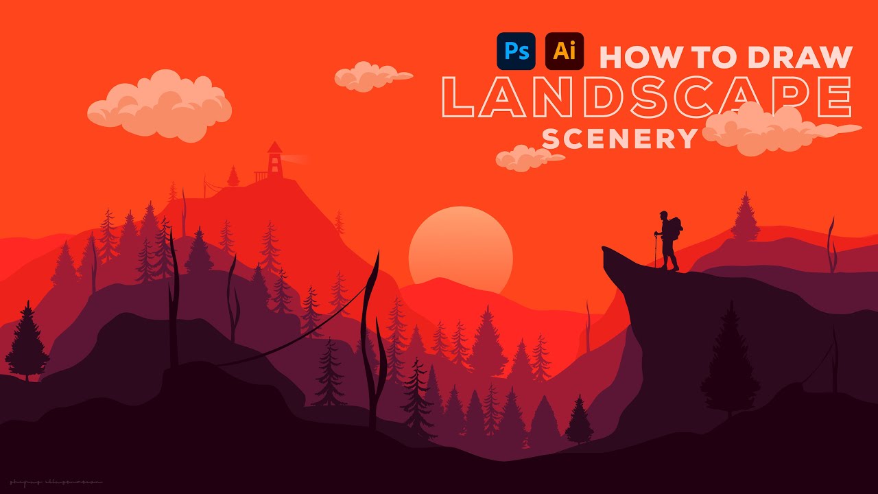 Landscape scenery art | Digital art by adobe illustrator | speed art ...