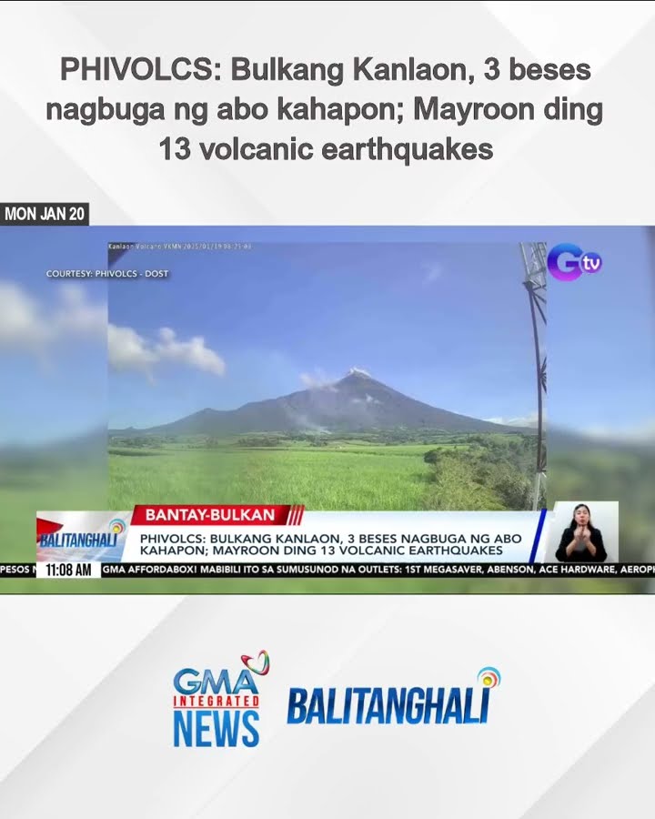 PHIVOLCS - Bulkang Kanlaon, 3 beses nagbuga ng abo kahapon... | Balitanghali
