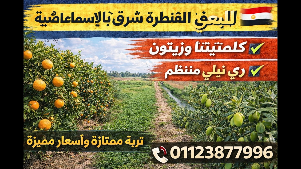 أرض زراعية 10 فدان ري نيلي في القنطرة شرق | تربة ممتازة وأسعار مميزة