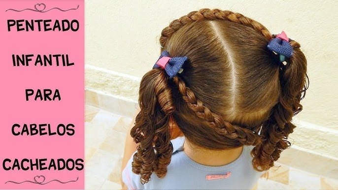 PENTEADO PARA ESCOLA SIMPLES E FÁCIL - PENTEADO INFANTIL PARA CABELOS  CACHEADOS 