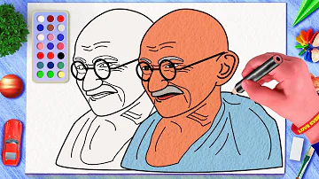 How to Draw Mahatma Gandhi ji Step by Step Easy Tutorial | Art For Kids | Gandhi ji Drawing for Kids