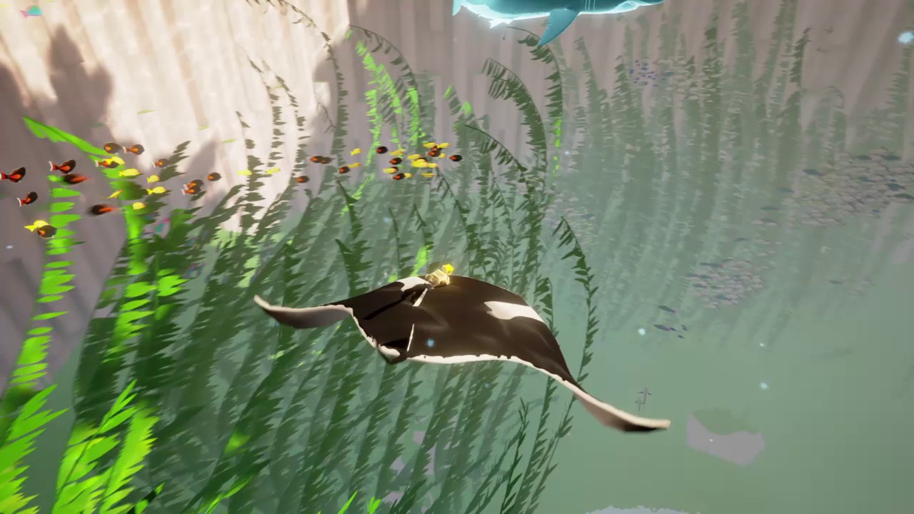 Riding a Manta Ray with a Great White Shark in ABZÛ