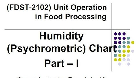 Lecture 15 - Unit Operation in Food Processing