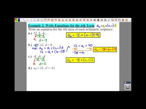 Algebra II: 10.2 Notes: Example 2 - Write Equations for the nth Term