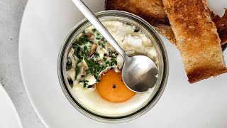 Coddled Eggs With Mushrooms And Kale
