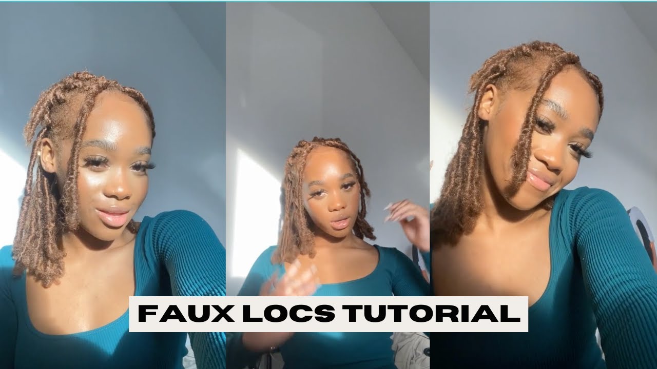 QUICK & EASY FAUX LOCS TUTORIAL | Bob locs, brown/ginger locs, no ...