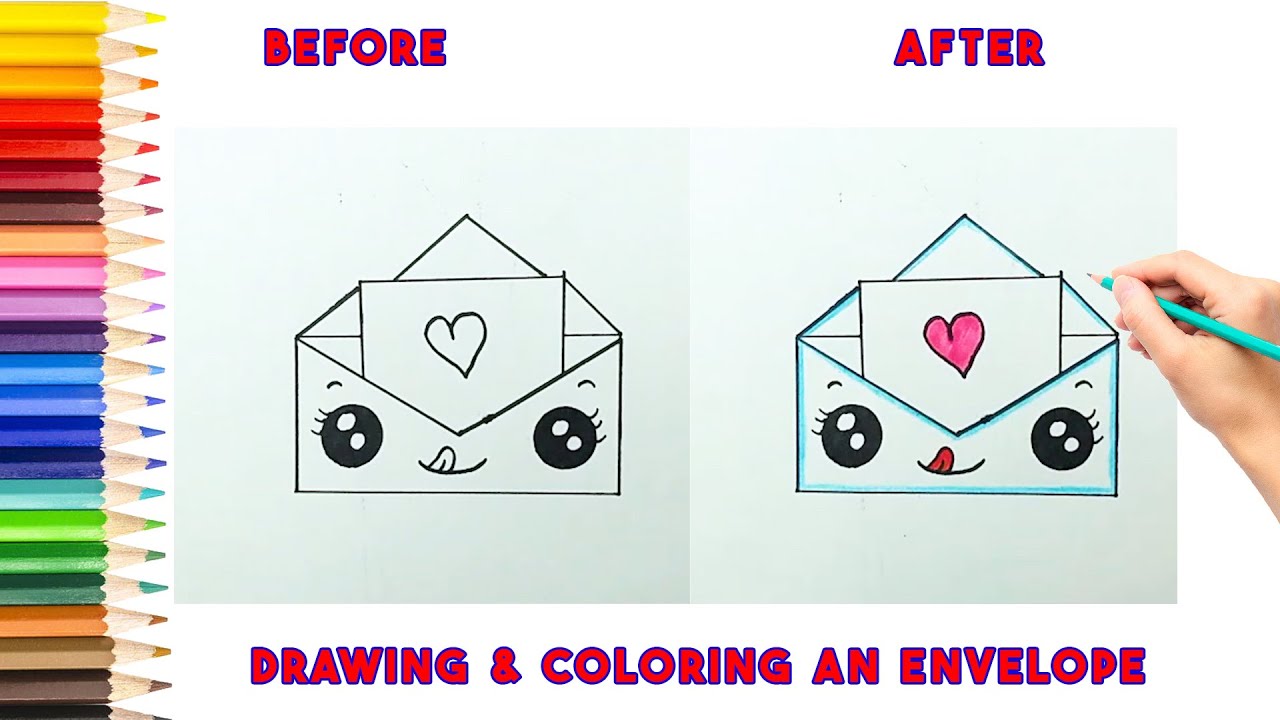 How To Draw Cute Envelop Very Easy Step By Step Drawing | Cute Art For ...