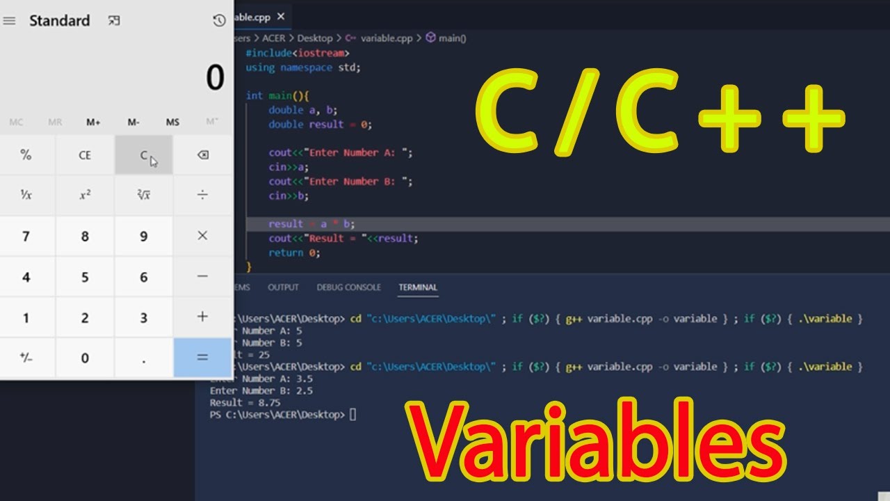 អនុវត្តលំហាត់ Variables ក្នុងភាសា C/C++ Lesson 3 - YouTube