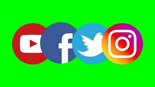 Instagram, Facebook, Youtube, Whatsaap and Twitter  Green Screen logo Animation