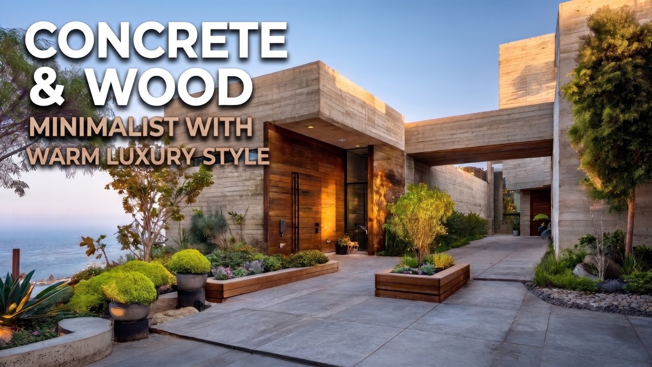 Concrete & Wood Harmony | Modern Minimalist House with Warm Luxury Style