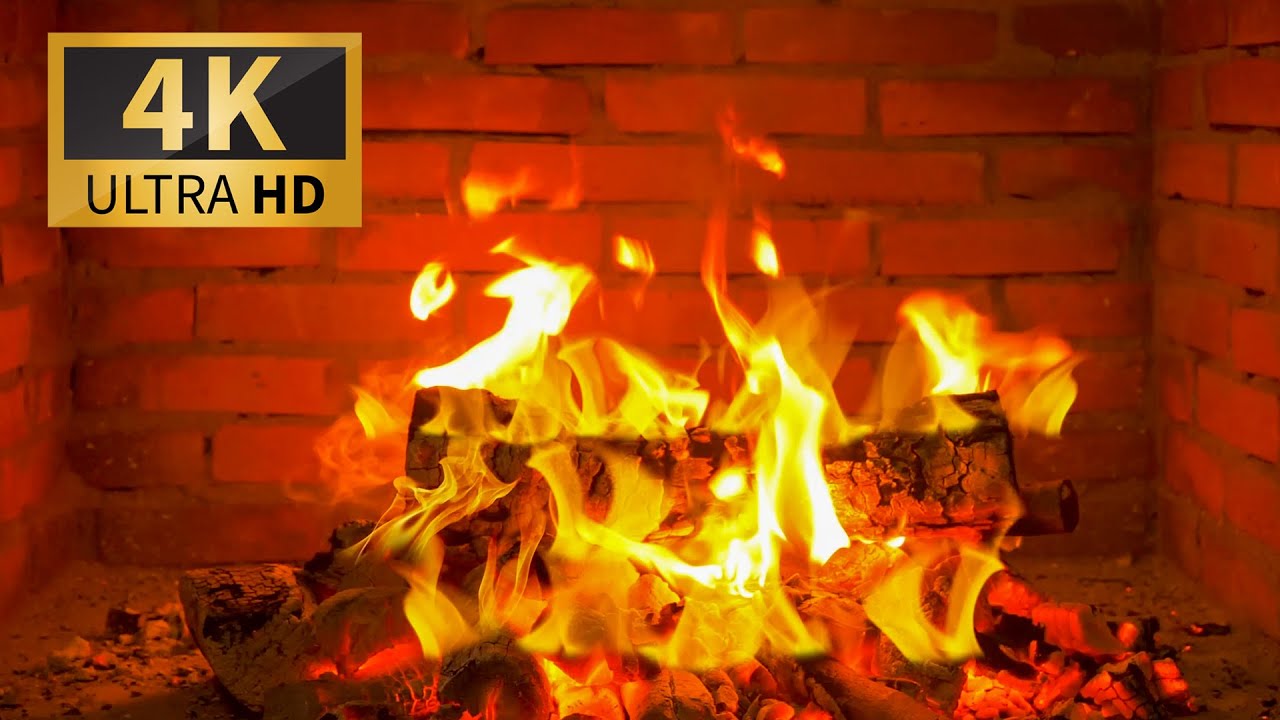 🔥 Cozy Fireplace 4K (3 HOURS). Fireplace with Crackling Fire Soundsm ...