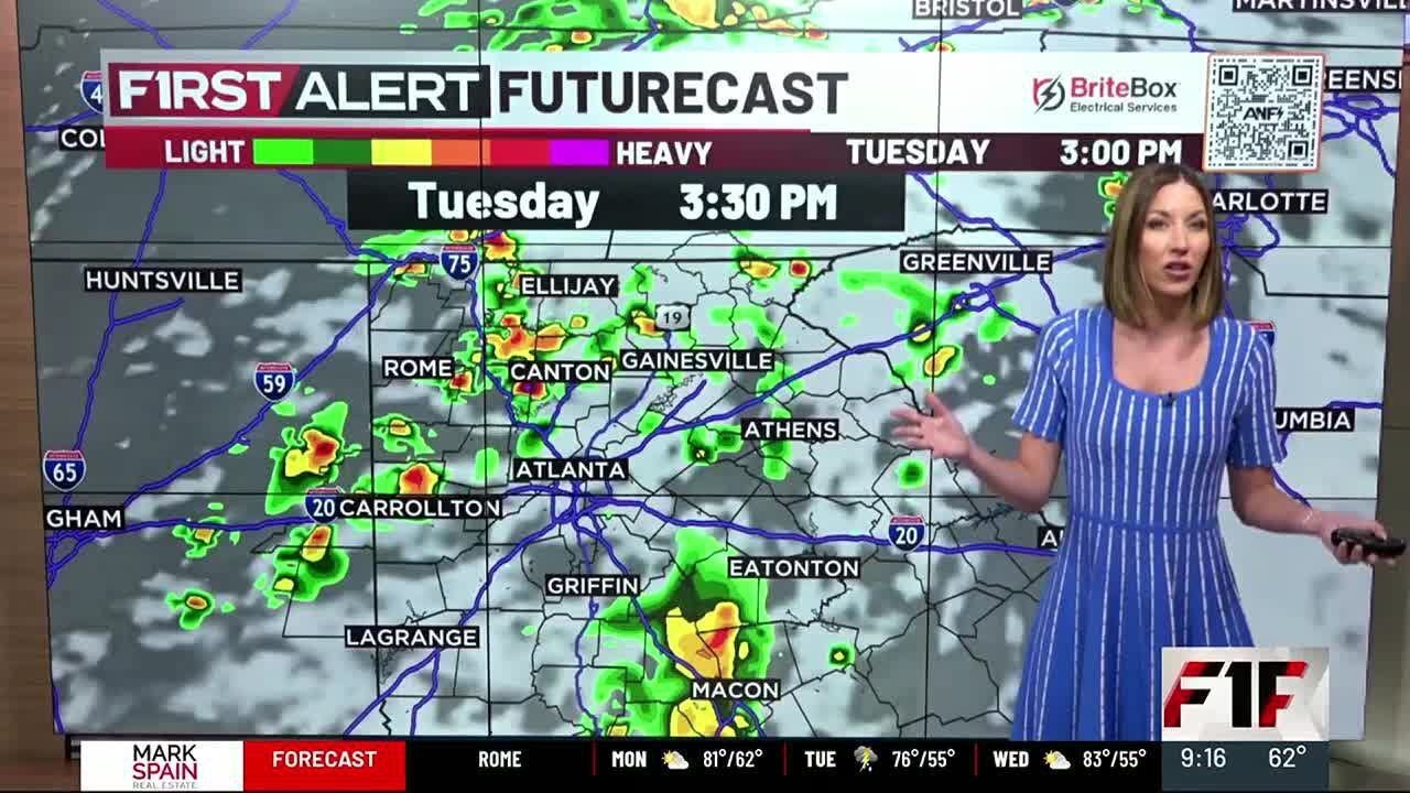 First Alert Forecast: Scattered Storms Move through Tuesday - YouTube