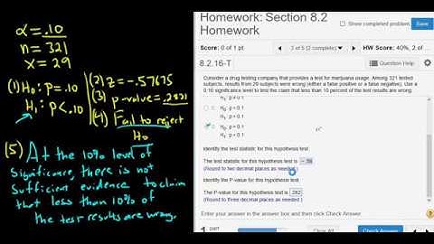 Complete Hypothesis Test for a Population Percentage with StatCrunch