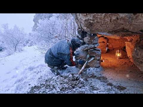 Survive The SNOWSTORM By Building a Secret Stone House | The Most Intense Blizzard Ever.