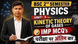 “BSc Physics MCQs | Unit 3: Kinetic Theory of Gases | 2nd Semester | BSc with HQ”