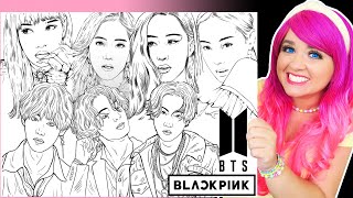 Coloring Bts & Blackpink Coloring Pages Rosé, Lisa, Jennie & Jisoo Bts Jungkook, Suga & V