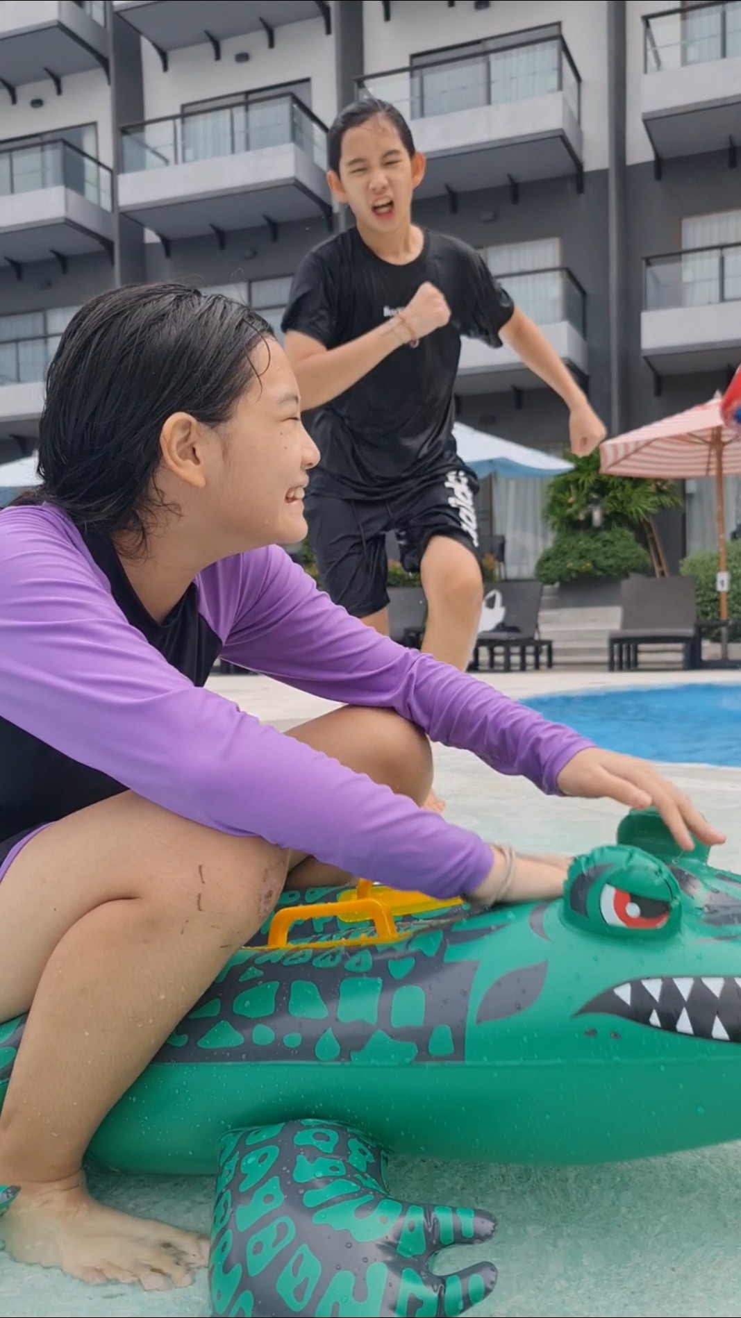 My Sassy Sister‼️ Help Me at the Pool? Flying Shark? | JJaiPan #Shorts
