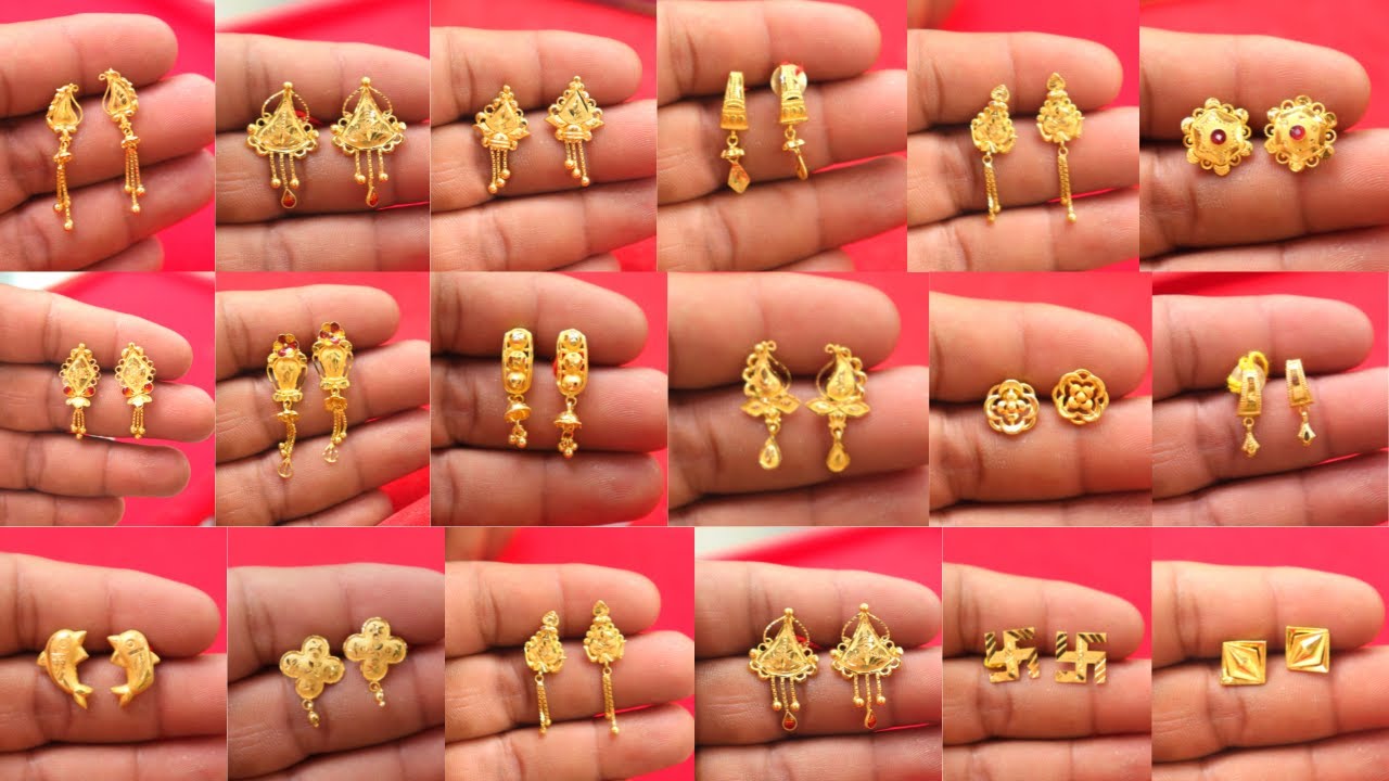1to 2 grams gold earrings designs || daily wear earrings collection ||  simple earrings models | Simple earrings, Gold earrings designs, Earrings  collection