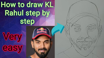 How to draw KL Rahul step by step // full sketch outline tutorial for beginners | Dream 11 IPL 2020