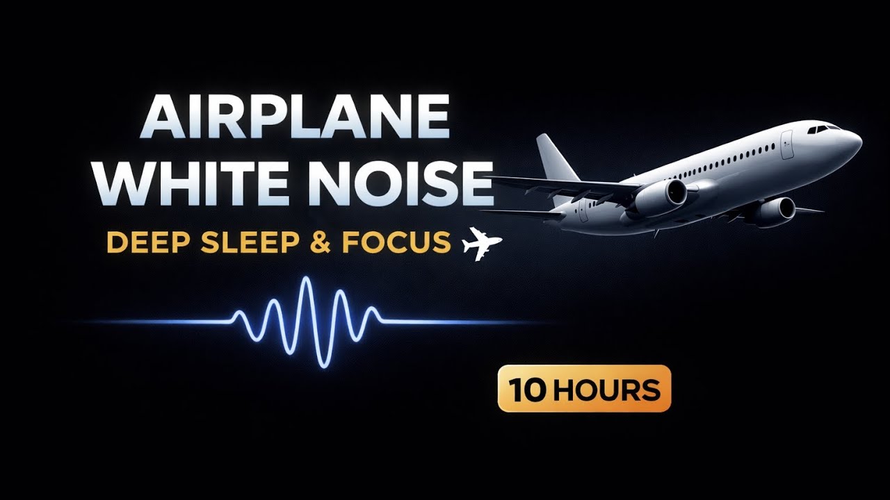 Airplane White Noise for Deep Sleep & Focus ✈️ | Black Screen | 10 Hours | No Ads