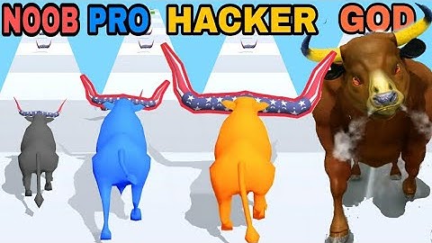 NOOB VS PRO VS HACKER VS GOD -Bull Master Run:Collect And Crowd