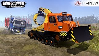 Spintires: MudRunner - TT 4NEW Tracked Skidder Pulls a Stuck Volvo out of the Swamp