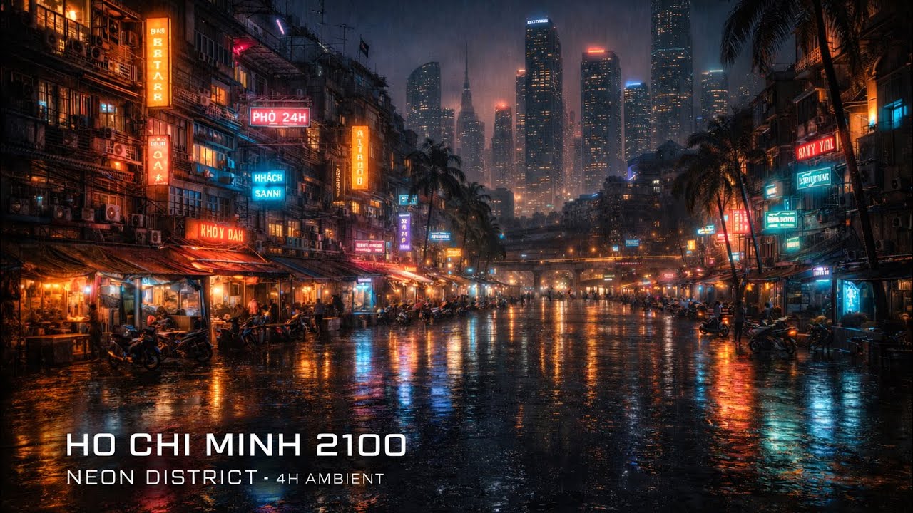 Saigon 2100 – Neon District | 4 Hours | Free Background Ambience