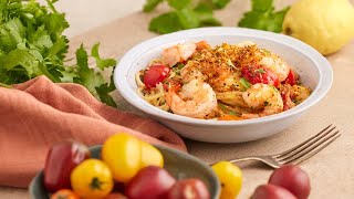 Lækker Pastaret Med Rejer Og Sprød Chili-Panko Topping - Opskrift Fra Nemlig.com