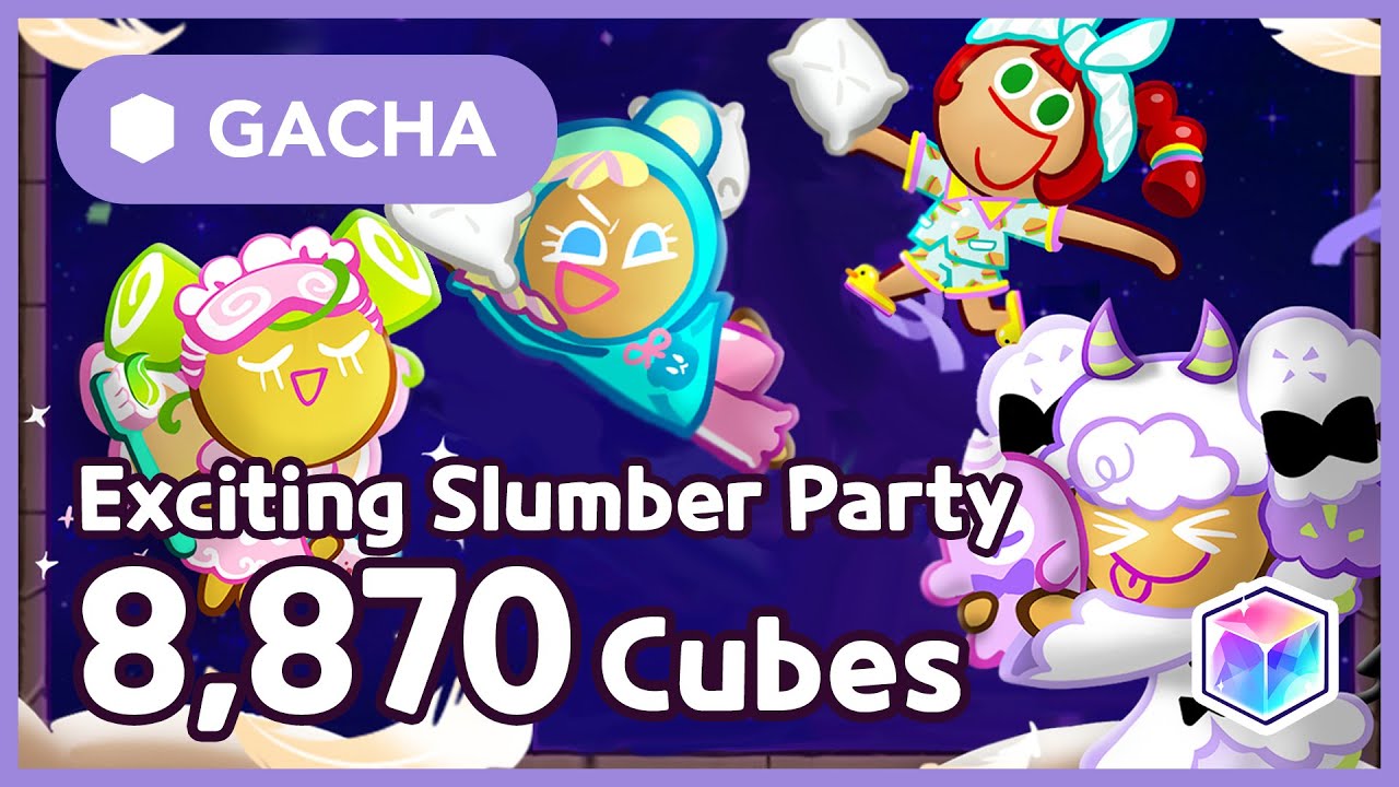 CookieRun OvenBreak Find Slumber Party costume gacha with 8,870 Cubes
